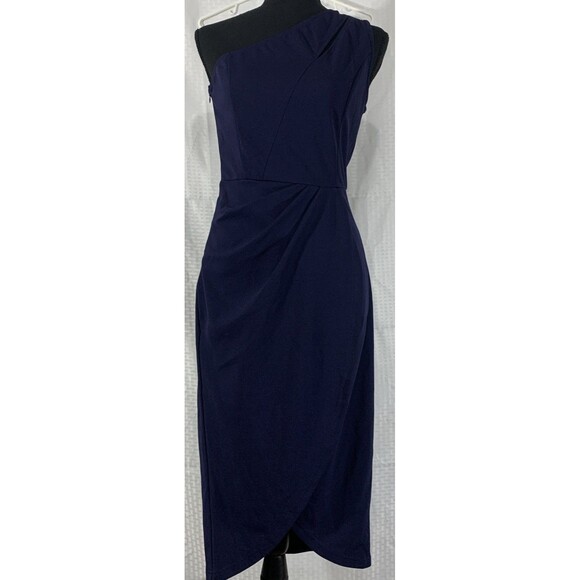 Pretty Garden Ruched One Shoulder Womens S Navy Cocktail - Picture 3 of 7